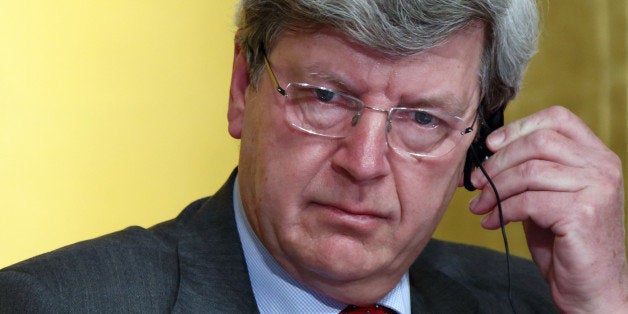 Piet Moerland, chairman of Rabobank Groep, listens during a news conference in Tokyo, Japan, on Tuesday, Feb. 19, 2013. Orix