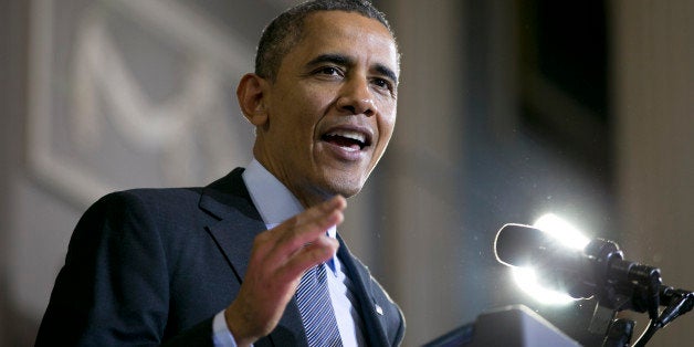 BOSTON - OCTOBER 30: U.S. President Barack Obama spoke at Faneuil Hall to bolster support for his national health care law in Boston, Mass. on Wednesday, October 30, 2013. (Photo by Yoon S. Byun/The Boston Globe via Getty Images)