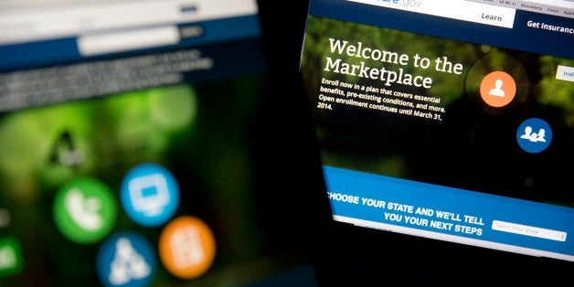 The Healthcare.gov website is displayed on laptop computers arranged for a photograph in Washington, D.C., U.S., on Monday, N