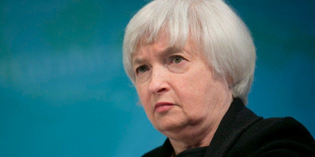 Janet Yellen, vice chairman of the U.S. Federal Reserve, listens at a macro policy discussion during the International Moneta