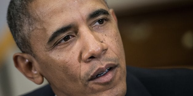 US President Barack Obama makes a statement to the press before a meeting in the Roosevelt Room of the White House November 1