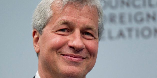 Jamie Dimon, chief executive officer of JPMorgan Chase & Co., smiles during a discussion at the Council on Foreign Relations in Washington, D.C., U.S., on Wednesday, Oct. 10, 2012. Dimon said bond markets would spurn U.S. debt if lawmakers fail to reach an agreement to address the nation's deficit. Photographer: Andrew Harrer/Bloomberg via Getty Images 