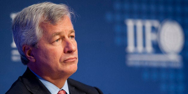 Jamie Dimon, chairman, president and chief executive officer of JPMorgan Chase & Co., listens during the Institute of Interna