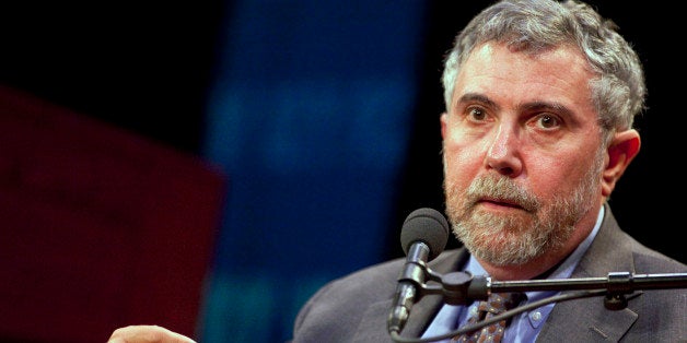 Paul Krugman, professor of international trade and economics at Princeton University and Nobel Prize-winning economist, speaks during an event at the 92nd Street Y in New York, U.S., on Tuesday, March 29, 2011. Nobel Prize-winning economist Paul Krugman said last month that Bank of England Governor Mervyn King had 'stepped way over the line' and become a 'cheerleader' for the government's deficit-cutting plans. Photographer: Ramin Talaie/Bloomberg via Getty Images