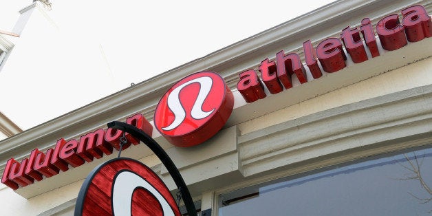 PASADENA, CA - MARCH 19: A sign is displayed on a Lululemon Athletica Inc. store on March 19, 2013 in Pasadena, California. Lululemon removed some of its popular pants from stores for being too sheer. Shares of the Canadian owned company fell 6 percent. (Photo by Kevork Djansezian/Getty Images)
