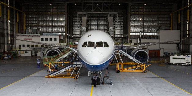 A Boeing Co. 787-9 Dreamliner test aircraft stands in a hangar at Air New Zealand Ltd.'s technical operations base at Aucklan