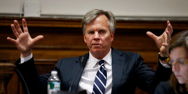 Ron Johnson, chief executive officer of J.C. Penney Co., testifies at State Supreme court in New York, U.S., on Friday, March 1, 2013. Johnson took the witness stand to testify in a dispute between his department-store chain and Macy?s Inc. over the right to sell Martha Stewart Living Omnimedia Inc. merchandise. Photographer: Thomas Iannaccone/Pool via Bloomberg 