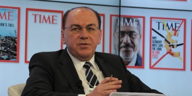 UBS chairman of the board of the directors Axel Weber takes part in a session on the opening day of the World Economic Forum
