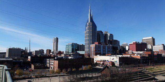 NASHVILLE - NOVEMBER 24: Nashville Skyline, as photographed from the Shelby Street Pedestrian Bridge in Nashville, Tennessee on NOVEMBER 24, 2013. (Photo By Raymond Boyd/Getty Images) 