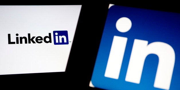 LinkedIn Corp. logos are displayed on laptop computers arranged for a photograph in Washington, D.C., U.S., on Monday, Oct. 28, 2013. LinkedIn Corp. is expected to release earnings figures on Oct. 29. Photographer: Andrew Harrer/Bloomberg via Getty Images