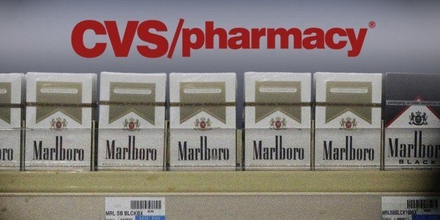 Marlboro brand cigarettes on CVS store shelf, on texture with logo, finished graphic