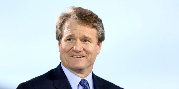 Brian Moynihan, president and chief executive officer of Bank of America Corp., reacts during a Bloomberg Television interview in Davos, Switzerland, on Tuesday, Jan. 21, 2014. This week the business elite will gather in the Swiss Alps for the 44th annual meeting of the World Economic Forum (WEF) in Davos for the five day event which runs from Jan. 22-25. Photographer: Chris Ratcliffe/Bloomberg via Getty Images 