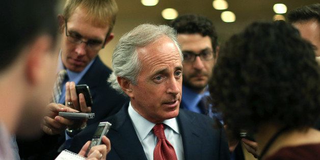 WASHINGTON, DC - OCTOBER 08: U.S. Sen. Bob Corker (R-TN) talks to reporters at the U.S. Capitol, October 8, 2013 in Washington, DC. Democrats and Republicans are still at a stalemate on funding for the federal government as the shut down goes into eighth day. (Photo by Mark Wilson/Getty Images)