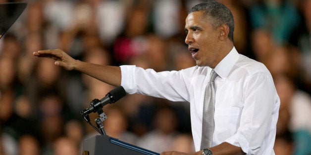 MIAMI, FL - MARCH 07: US President Barack Obama speaks during an event at Coral Reef Senior High on March 7, 2014 in Miami, Florida. Obama announced a program that will allow students an easier way to complete the Free Application for Federal Student Aid. (Photo by Joe Raedle/Getty Images)