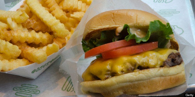 WASHINGTON, DC - MAY 31: Photos for FOOD SECTION : For June 8 First Bite review - Shake Shack's hamburger and french fries in
