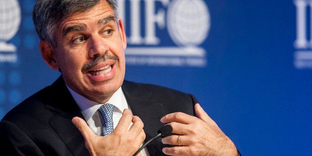 Mohamed El-Erian, chief executive officer and co-chief investment officer of Pacific Investment Management Company LLC (PIMCO), speaks during a discussion at the Institute Of International Finance Annual Membership Meeting in Washington, D.C., U.S., on Saturday, Oct. 12, 2013. The meeting will provide an overview and several perspectives on the macroeconomic environment as well as the prospects ahead for the global economy. Photographer: Pete Marovich/Bloomberg via Getty Images 