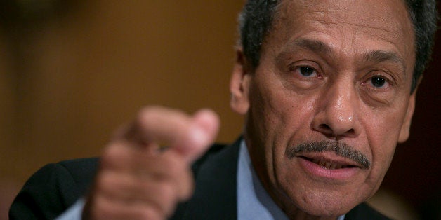 Representative Mel Watt, a Democrat from North Carolina and U.S. President Barack Obama's nominee as director of the Federal Housing Finance Agency (FHFA), speaks during a Senate Banking Committee nominations hearing in Washington, D.C., U.S., on Thursday, June 27, 2013. Watt faced lawmakers skeptical of his knowledge of housing finance issues today at a Senate Banking Committee hearing on his nomination to oversee mortgage giants Fannie Mae and Freddie Mac. Photographer: Andrew Harrer/Bloomberg via Getty Images 