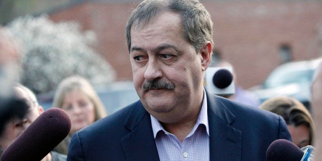 In this photo taken April 6, 2010, Massey Energy Co., CEO Don Blankenship speaks to reporters in Montcoal, W.Va. Massey Energy's annual meeting is scheduled for Tuesday, May 18, 2010. An April 5 explosion at Massey's Upper Big Branch mine killed 29 people. (AP Photo/Haraz N. Ghanbari)