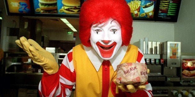 2 Sep 2000: Ronald McDonald at the launch of the new McDonalds restaurant in the casual dining section of the Athlete's Vill