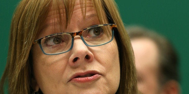 WASHINGTON, DC - JUNE 18: General Motors CEO Mary Barra testifies during a House Energy and Commerce Committee hearing on Capitol Hill on June 18, 2014 in Washington, DC. The committee is hearing testimony on GM's internal recall investigation and how the company is changing to prevent another safety crisis similar to its deadly delay in recalling millions of defective cars. (Photo by Mark Wilson/Getty Images)