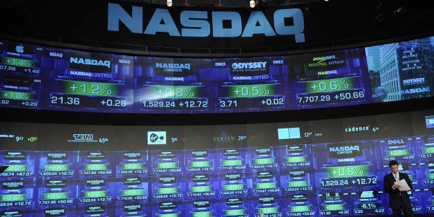 Employees prepare the live studio of the NASDAQ, in New York, on March 25, 2009. AFP PHOTO/Emmanuel DUNAND (Photo credit should read EMMANUEL DUNAND/AFP/Getty Images)
