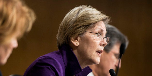 Senator Elizabeth Warren (D-MA) speaks during a hearing of the Senate Banking, Housing and Urban Affairs Committee on Capitol