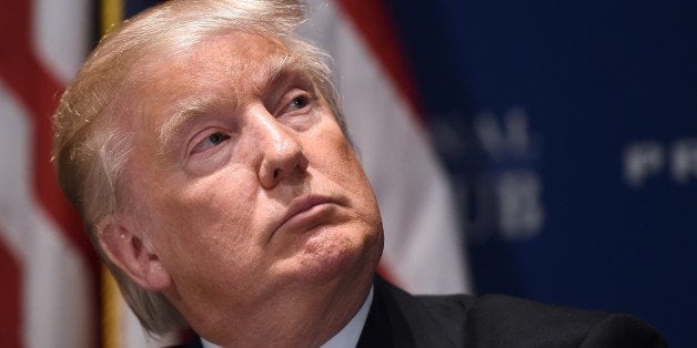 Donald Trump, chairman and president of the Trump Organization and the founder of Trump Entertainment Resorts, waits to speak at a National Press Club Newsmaker Luncheon in Washington, DC, on May 27, 2014. AFP PHOTO/Jewel Samad (Photo credit should read JEWEL SAMAD/AFP/Getty Images)