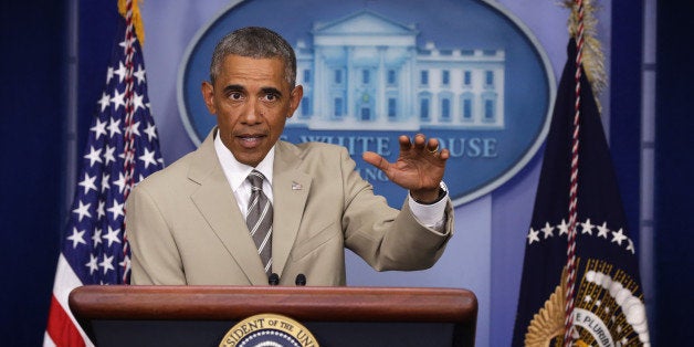 WASHINGTON, DC - AUGUST 28: U.S. President Barack Obama makes a statement at the James Brady Press Briefing Room of the White House August 28, 2014 in Washington, DC. President Obama spoke on various topics including possible action against ISIL and immigration reform. (Photo by Alex Wong/Getty Images)