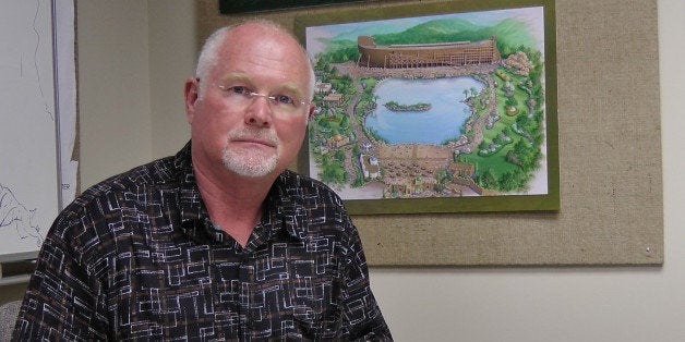 FILE - In this July 7, 2011 file photo, Mike Zovath, co-founder of Answers in Genesis ministries, poses for photos at the Ark