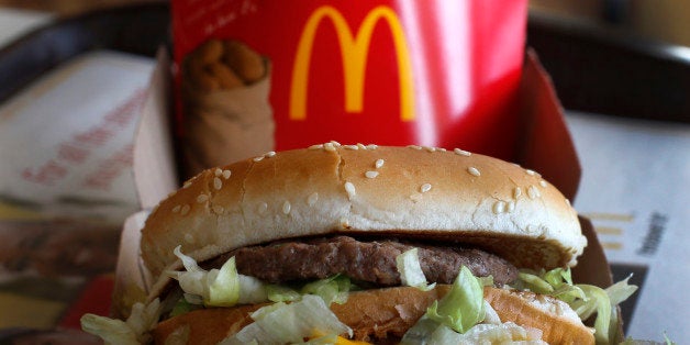 FILE - This Tuesday, Jan. 21, 2014, file photo showsa McDonald's Big Mac sandwich at a McDonald's restaurant in Robinson Town