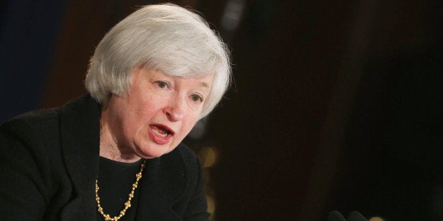 WASHINGTON, DC - SEPTEMBER 17: Federal Reserve Board Chairman Janet Yellen speaks to the media during her monthly news conference at the Federal Reserve, September 17, 2014 in Washington, DC. Yellen said the Federal Reserve plans to Keep interest rates at a record low for a considerable period. (Photo by Mark Wilson/Getty Images)