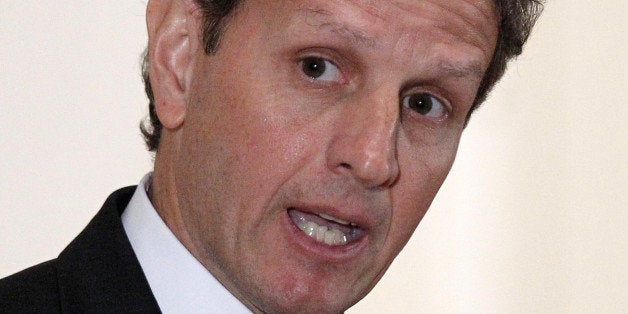 FILE - In this April 25, 2012 file photo, Treasury Secretary Tim Geithner speaks in Portland, Ore. The Obama administration i