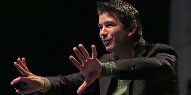 BOSTON - OCTOBER 29: Travis Kalanick, Co-Founder and CEO of Uber Technologies, Inc. speaking at tonight's 2014 MassChallenge Awards Ceremony. (Photo by Barry Chin/The Boston Globe via Getty Images)