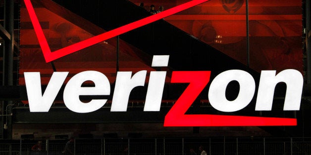 FILE - In file photo taken Aug. 21, 2010, a Verizon sign is shown at New Meadowlands Stadium in East Rutherford, N.J. On Tues