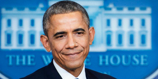 WASHINGTON, DC - DECEMBER 19: President Barack Obama holds a press conference during which he discussed Sony Pictures' decision not to release 'The Interview' in wake of the alleged North Korean hacking scandal at The White House on December 19, 2014 in Washington, DC. (Photo by Leigh Vogel/WireImage)