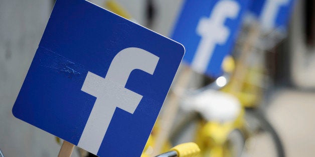 Bicycles are festooned with the Facebook logo during the Facebook Fit "Small Business Boot Camp" at Austin Music Hall, on Thursday, July 24, 2014 in Austin, Texas. (Photo by Darren Abate/Invision for Facebook/AP Images)
