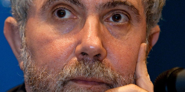 Paul Krugman, professor of international trade and economics at Princeton University and Nobel Prize-winning economist, pauses during a news conference at the 11th World Knowledge Forum in Seoul, South Korea, on Wednesday, Oct. 13, 2010. Krugman and Niall Ferguson, author of 'The Ascent of Money: A Financial History of the World,' clashed anew today over how to revive the U.S. economy. Photographer: SeongJoon Cho/Bloomberg via Getty Images