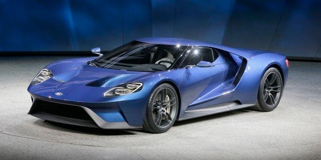 The new Ford GT is unveiled at the North American International Auto Show, Monday, Jan. 12, 2015 in Detroit. (AP Photo/Carlos Osorio)