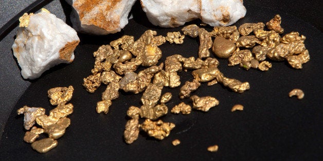 JAMESTOWN, CA - APRIL 29: Gold nuggets on display on April 29, 2011 in Jamestown, California. As the dollar continues to fall gold continues to rise settling at a record high $ 1,556.40 an ounce at the close of the market on Friday April 29, 2011. Gold is considered the ultimate storer of wealth bringing out more part time prospectors to strike their claims. (Photo by David Paul Morris/Getty Images)