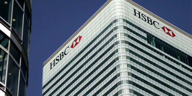 The building of HSBC headquarter is seen at Canary Wharf in London, Friday, Sept. 26, 2008. About 500 UK jobs are being axed
