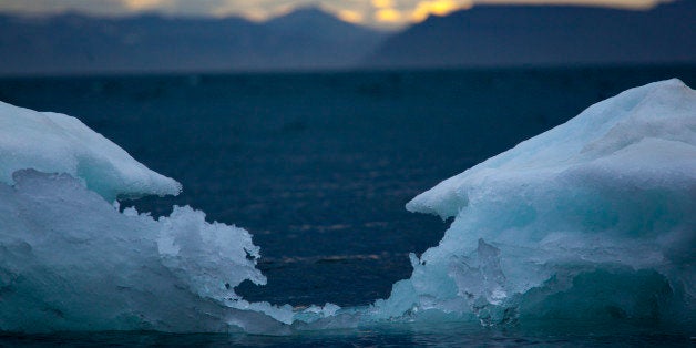 Close-up of an iceberg in a fjord of the Spitzbergen Island.