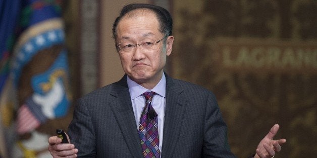 World Bank Group President Jim Yong Kim delivers Georgetown University's inaugural Global Futures lecture on the Ebola virus in Washington, DC, January 27, 2015. AFP PHOTO/JIM WATSON (Photo credit should read JIM WATSON/AFP/Getty Images)