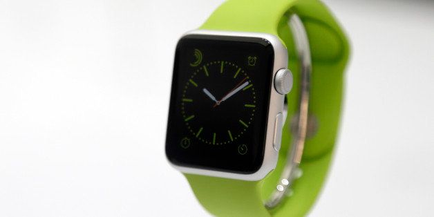The Apple Watch is displayed on Tuesday, Sept. 9, 2014, in Cupertino, Calif. (AP Photo/Marcio Jose Sanchez)