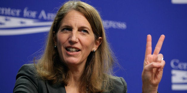 WASHINGTON, DC - NOVEMBER 10: U.S. Health and Human Services Secretary Sylvia Matthews Burwell talks about the upcoming health care exchange enrollment period at the Center for American Progress November 10, 2014 in Washington, DC. Burwell said the Obama Administration projects that 9.1 million people, including new applicants and returning customers, will be enrolled in 2015. (Photo by Chip Somodevilla/Getty Images)