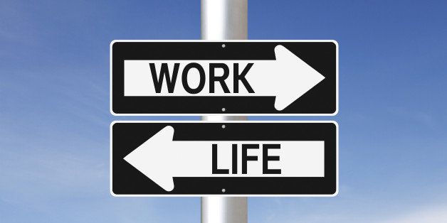 Conceptual one way signs on work life balance