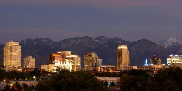 Mountains frame the skyline of Salt Lake City, Utah, U.S., on on Wednesday, Oct. 12, 2011. Dallin H. Oaks, a member of the go