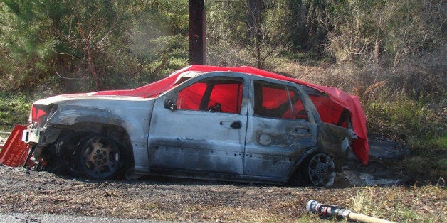 This March 6, 2012 photo provided by the law offices of Butler, Wooten & Fryhofer, LLP shows the scene of a crash in Bainbridge, Ga., where a 4-year-old boy named Remi Walden was burned and died when a Jeep Grand Cherokee was struck from the rear by a Dodge Dakota pickup truck. Chrysler is expected to file papers Tuesday, June 18, 2013, explaining why itâs refusing to recall 2.7 million older Jeep SUVs. (AP Photo/Courtesy of Butler, Wooten & Fryhofer, LLP)