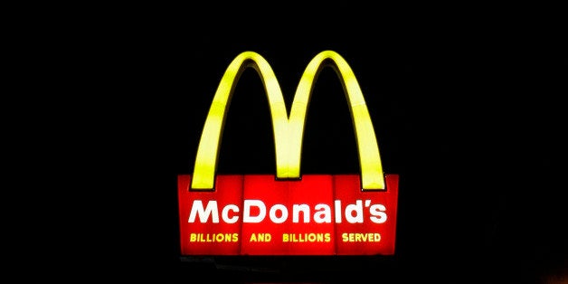 A McDonald's restaurant sign is illuminated in the Wrigleyville neighborhood of Chicago, Monday, April 20, 2009. McDonald's
