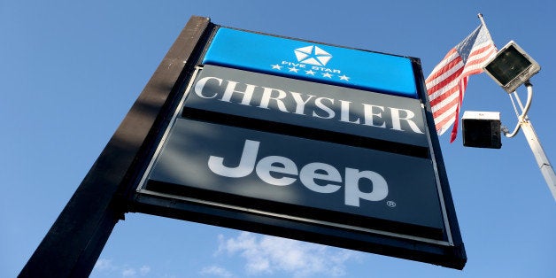 HOLLYWOOD, FL - DECEMBER 03: A sign stands at the Hollywood Chrysler Jeep dealership on December 3, 2013 in Hollywood, Florida. Chrysler's U.S. sales rose 16% in November with just over 142,000 vehicles sold last month for its best November in six years. (Photo by Joe Raedle/Getty Images)