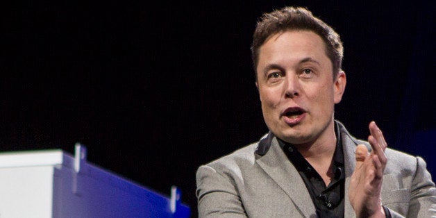 Elon Musk, CEO of Tesla Motors Inc., unveils the company's newest product, Powerpack in Hawthorne, Calif., Thursday, April. 3